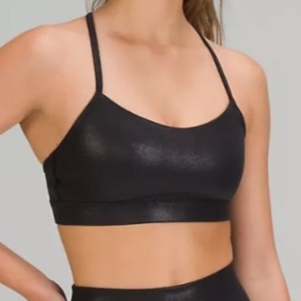 EUC Lululemon Flow Y Sports Bra Black Shine Size 4